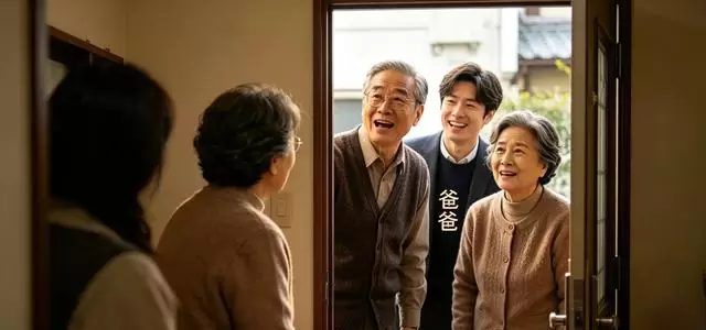 李国安夫妇攒80万赴日探女 日本女婿开门用中文喊爸 _ 资讯配图